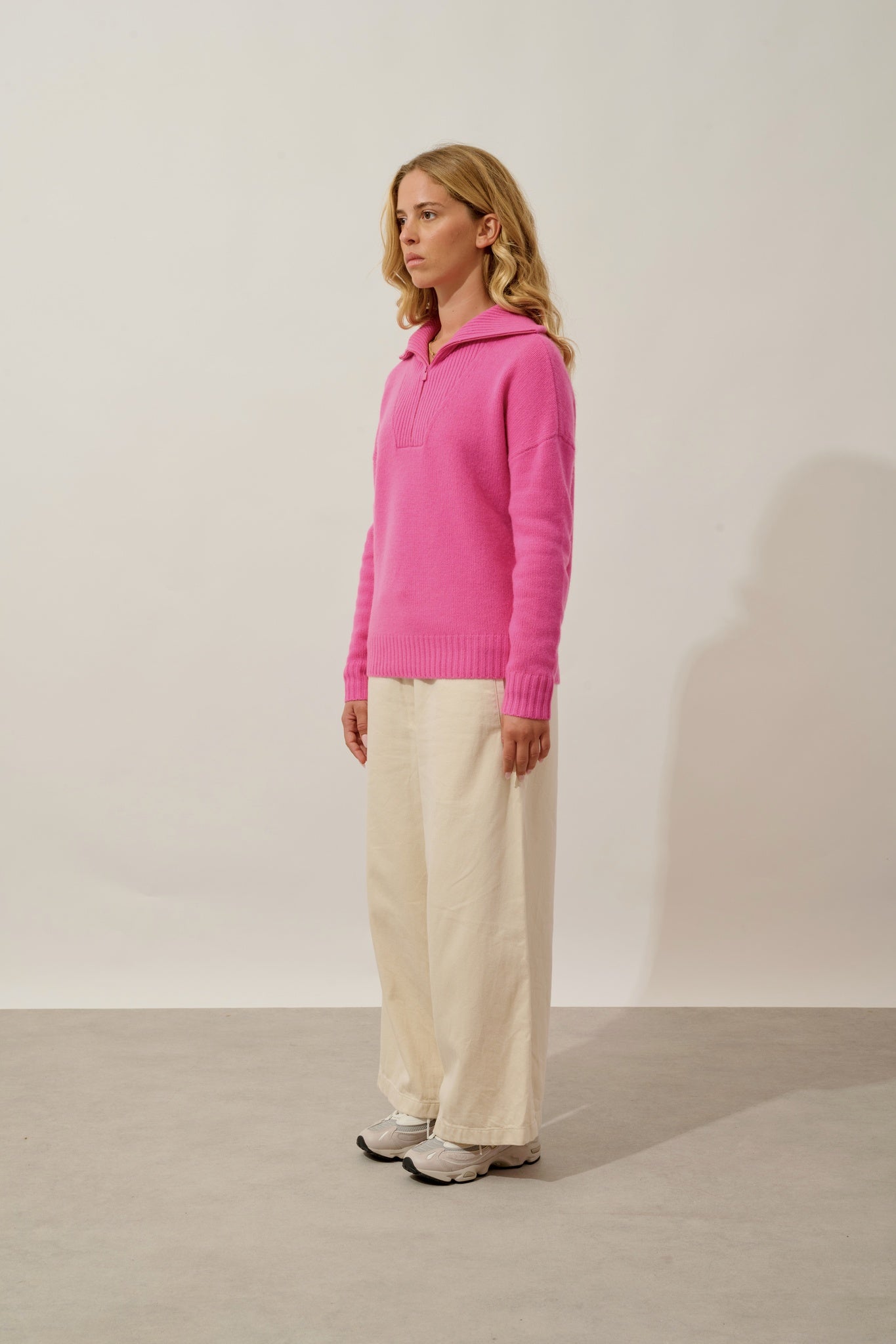 TAVIEN pull camionneur 6 fils rose 100% cachemire