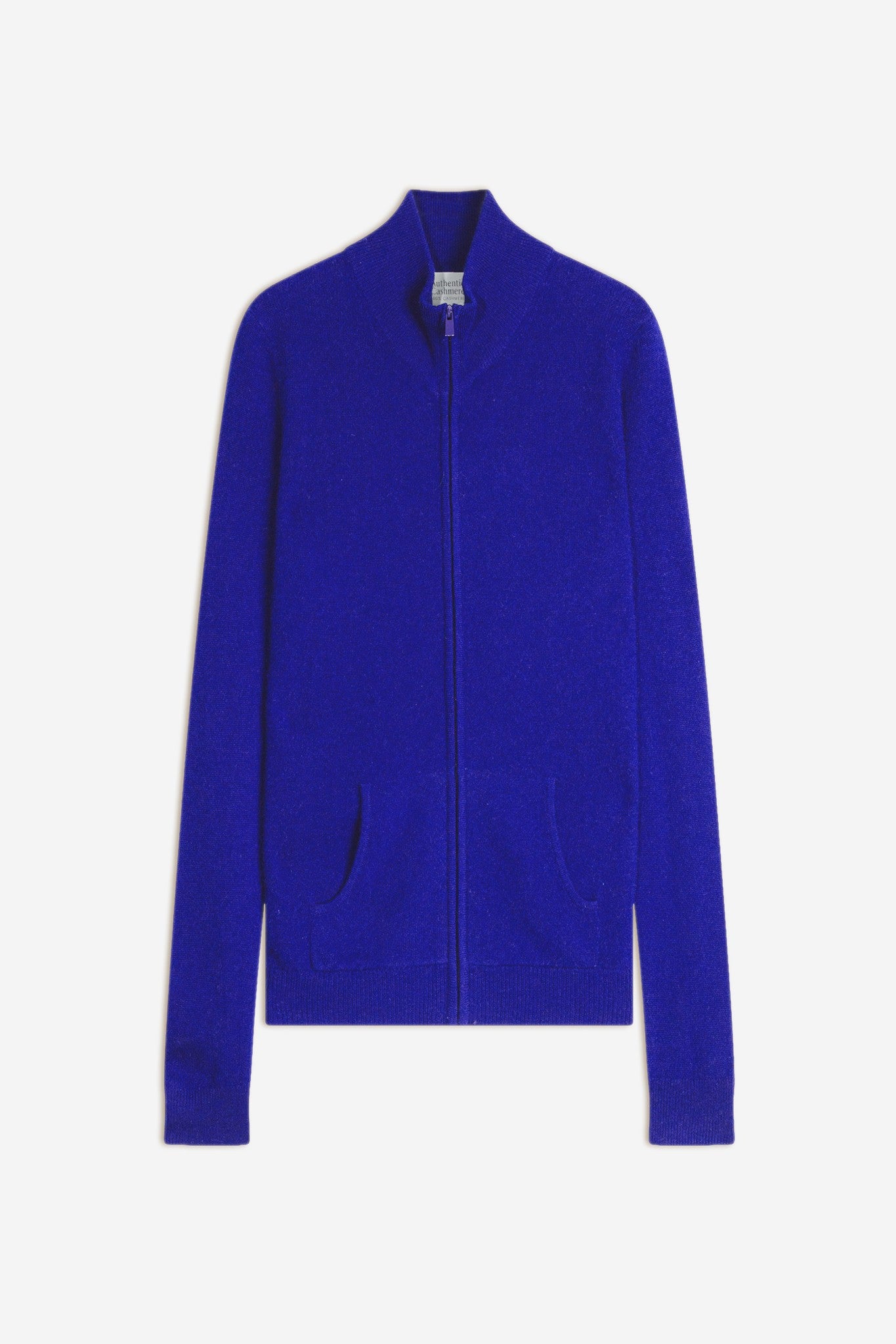 thalun gilet zippé col montant indigo 100% cachemire