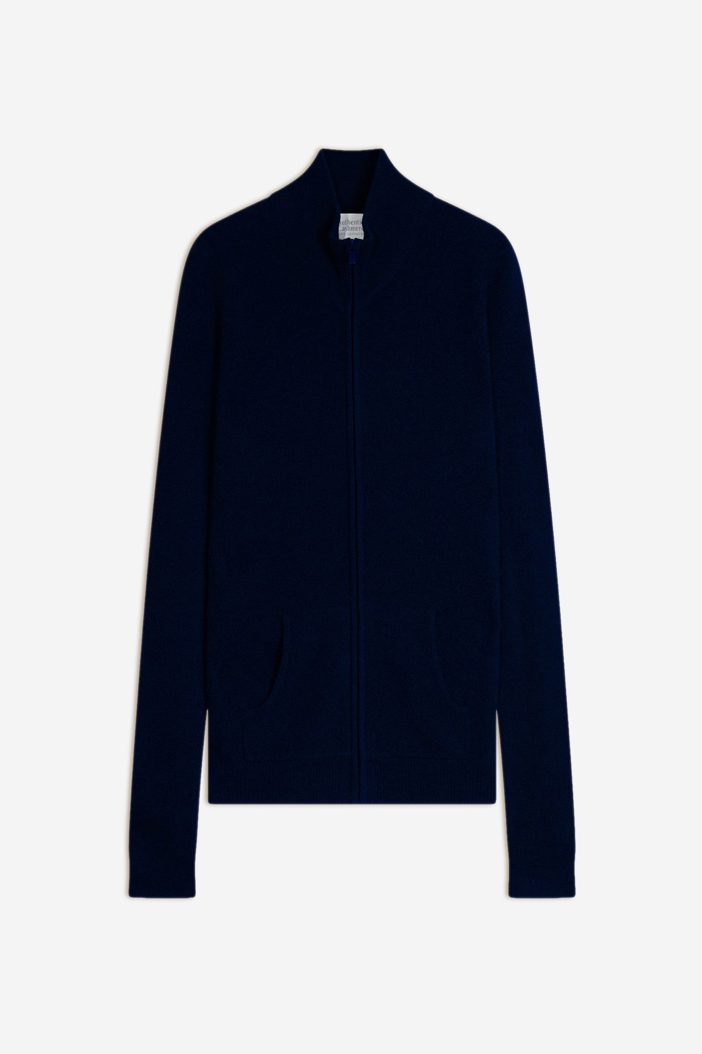 thalun gilet zippé col montant navy 100% cachemire