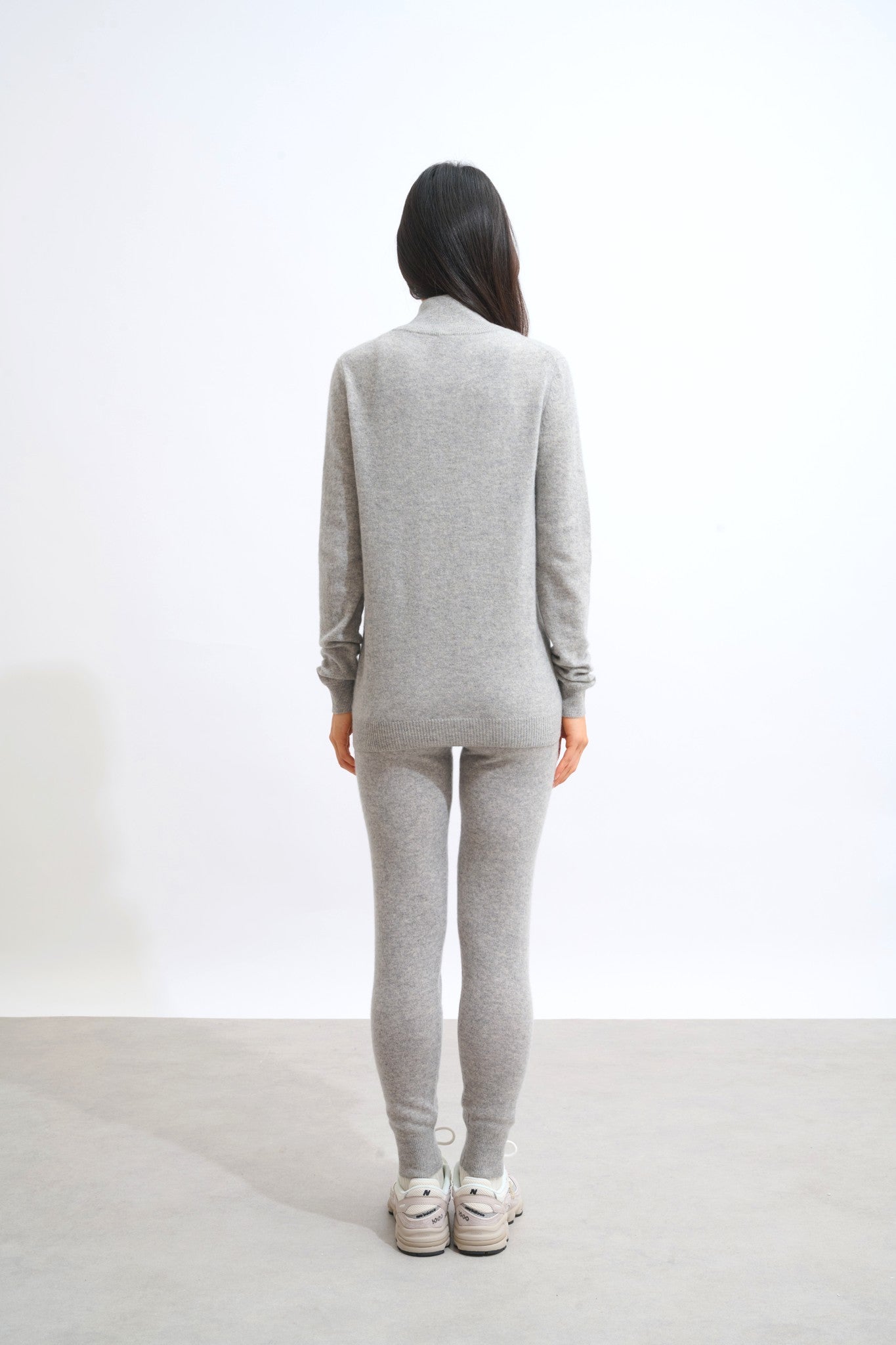 thalun gilet zippé col montant nuage chiné 100% cachemire