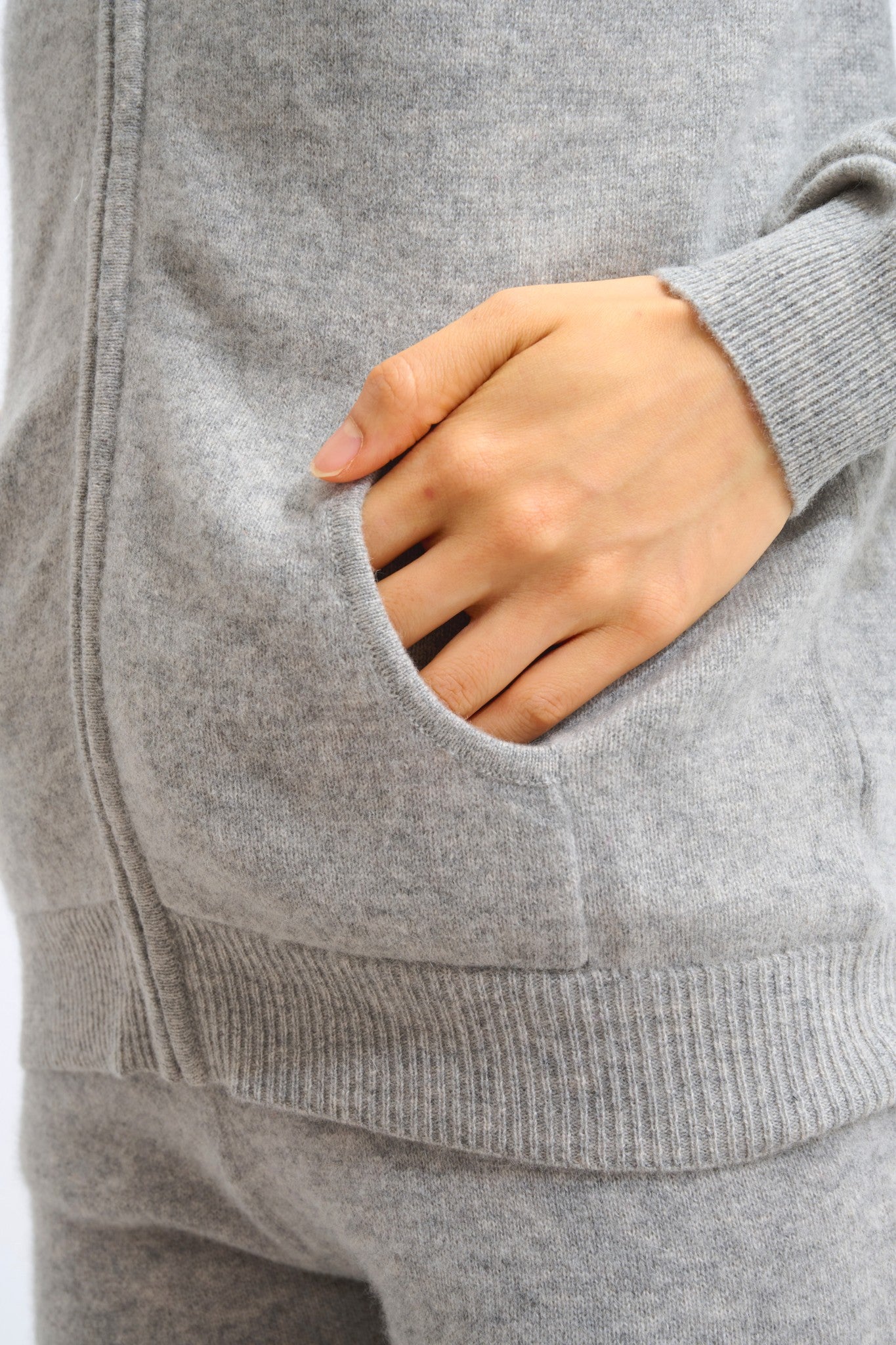 thalun gilet zippé col montant nuage chiné 100% cachemire