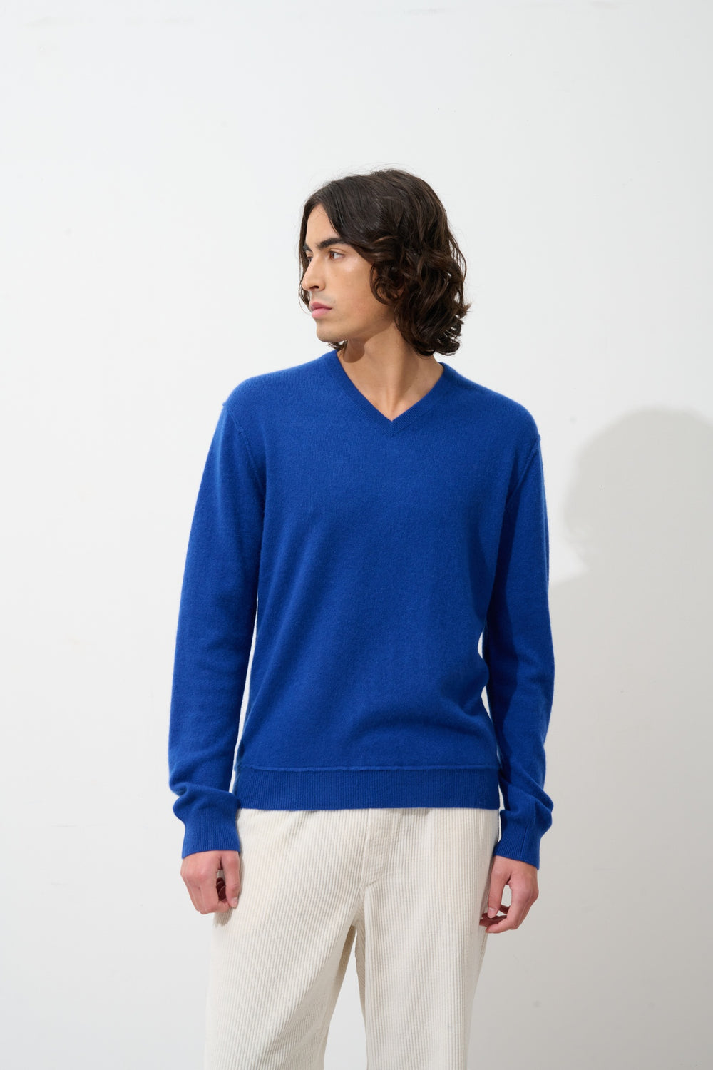 TIMEO pull col v outremer 100% cachemire