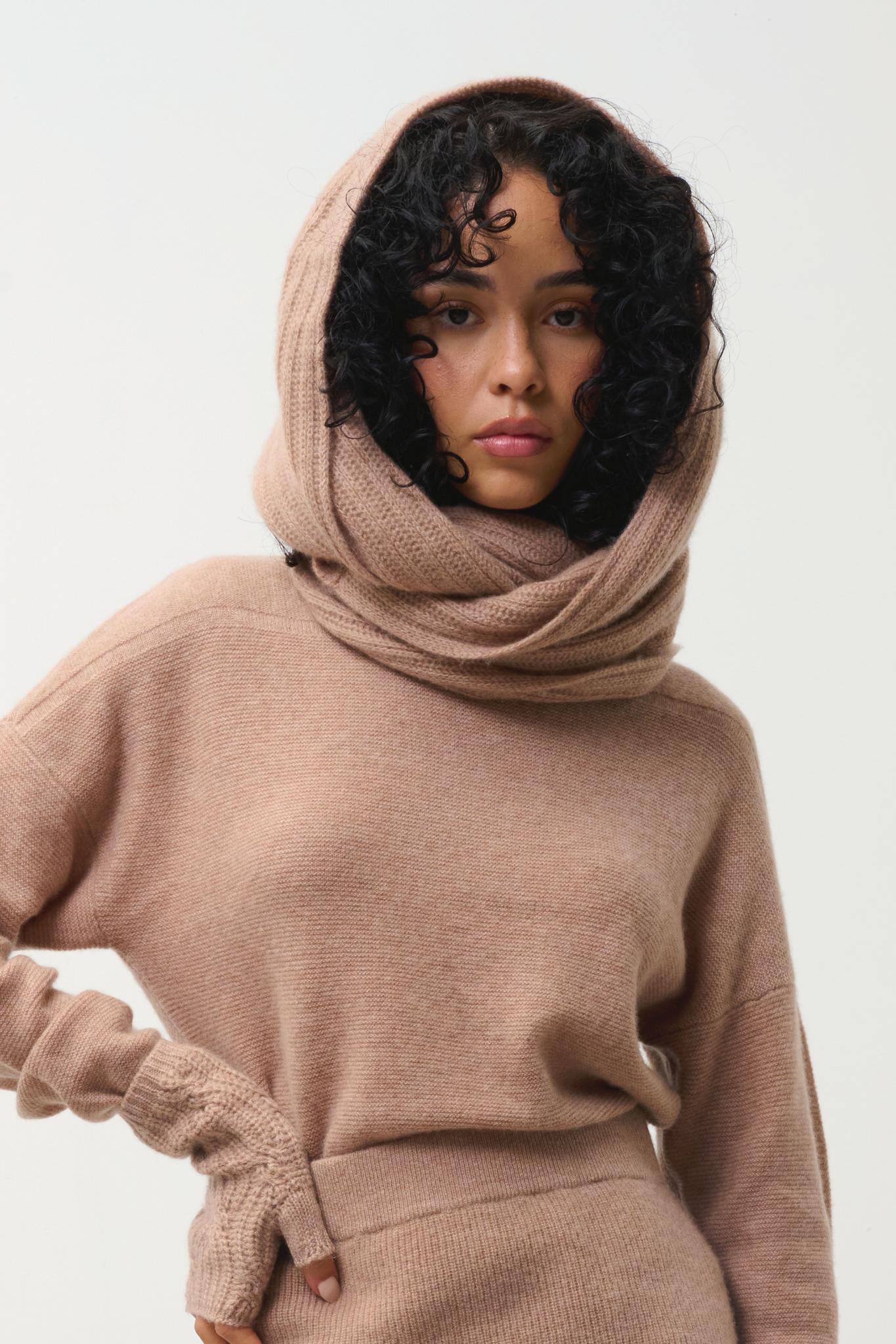 TOMMY 4-thread choker camel mottled 100% cashmere