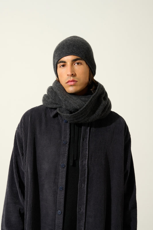 TOMMY tour de cou 4 fils noir chiné 100% cachemire