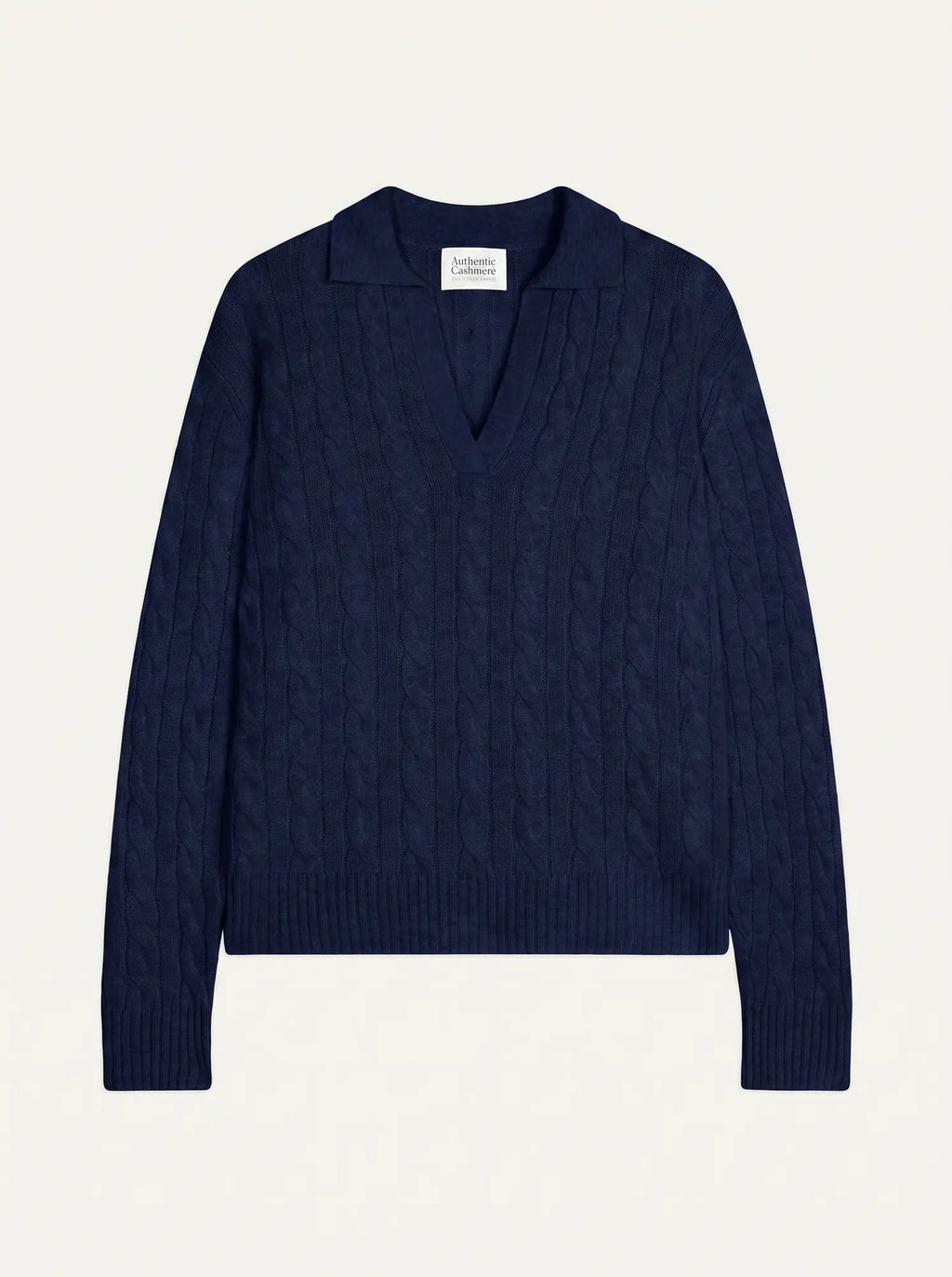 ELYSANDRA Pull Col Polo Ouvert 4 Fils Bleu Marine