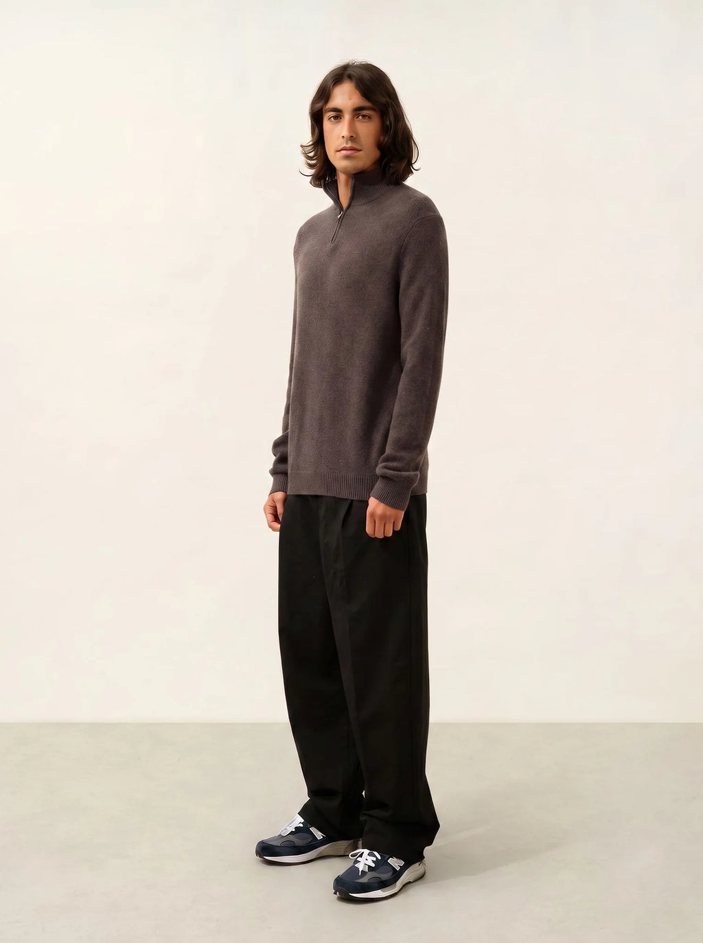 LYNA Pull Camionneur 4 Fils Taupe Chiné