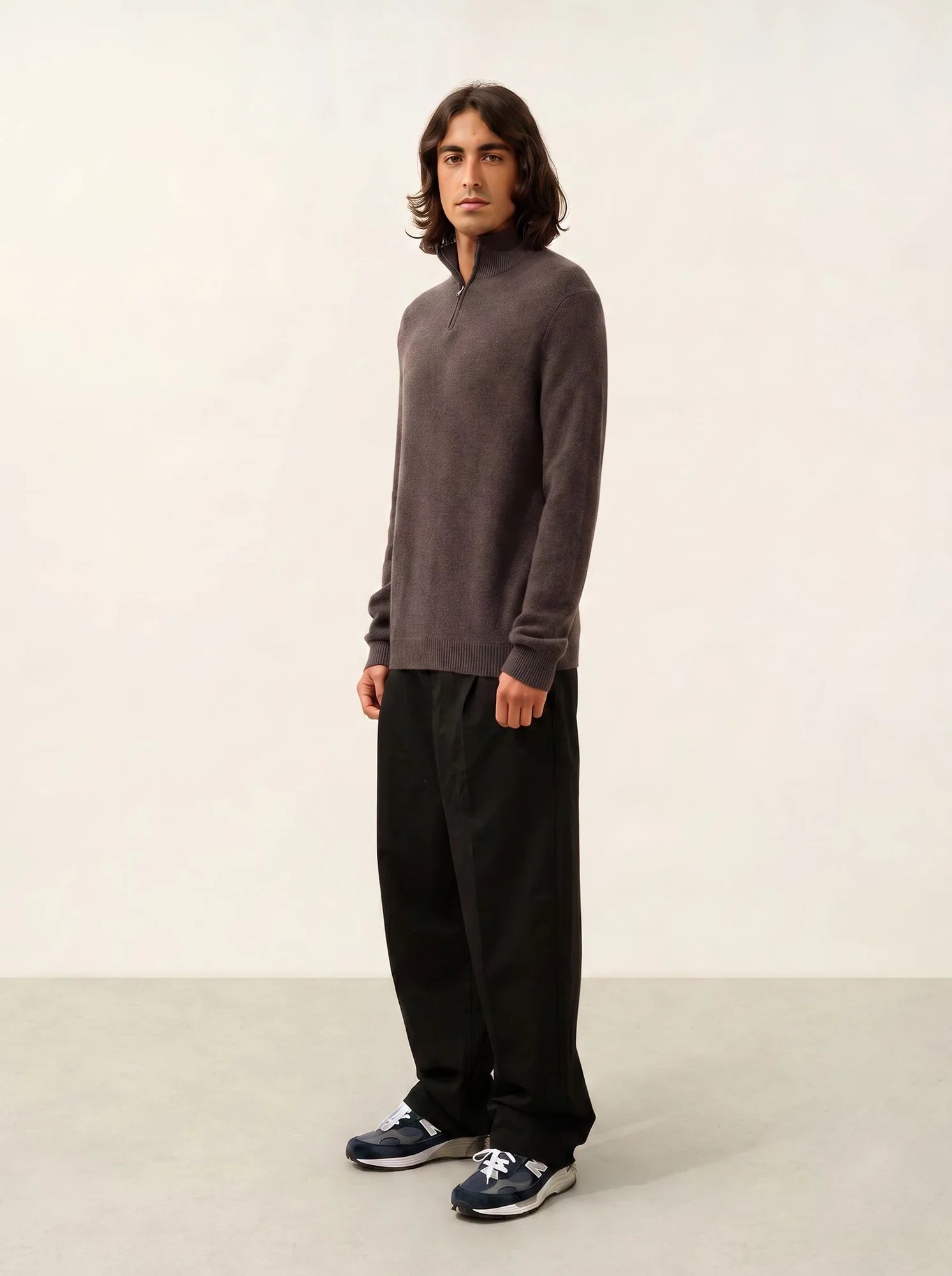 LYNA Pull Camionneur 4 Fils Taupe Chiné