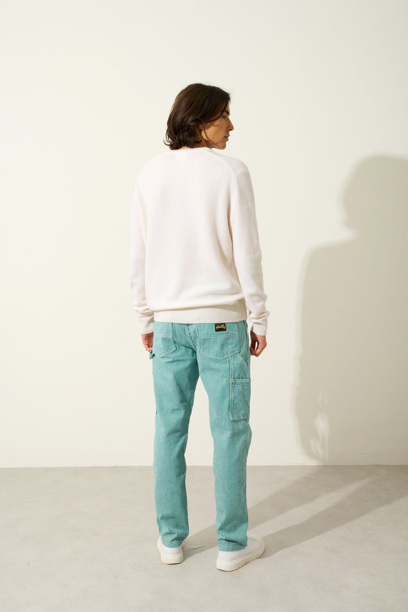 VICTOR 4-thread V-neck sweater snow 100% cashmere - Authentic Cashmere