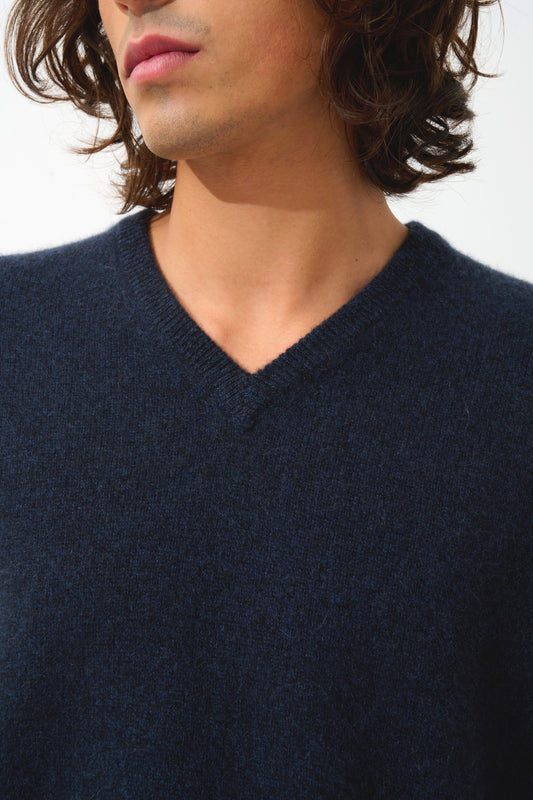 VICTOR pull col v 4 fils caviar 100% cachemire