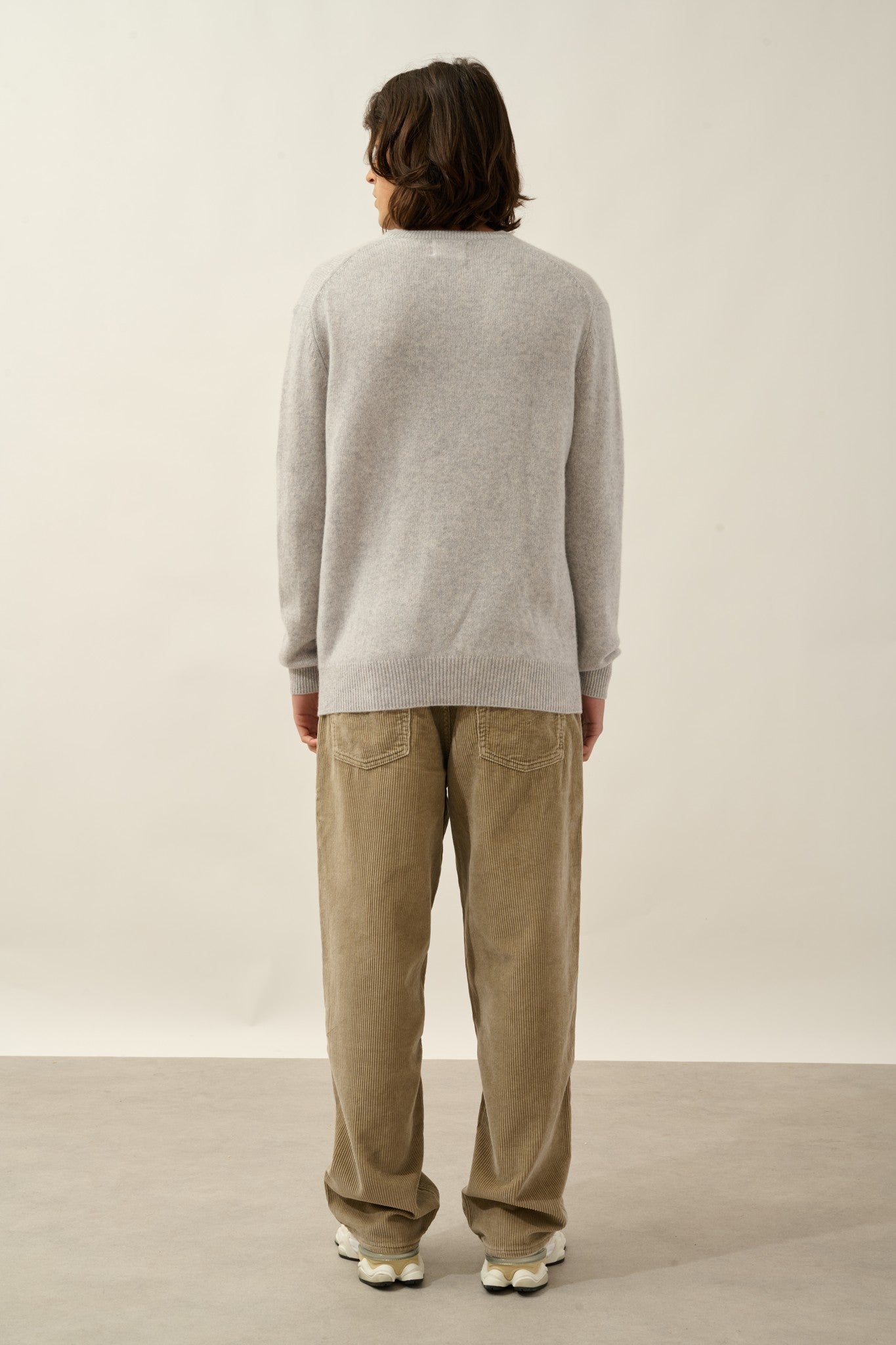 victor pull col v 4 fils gris clair chiné 100% cachemire