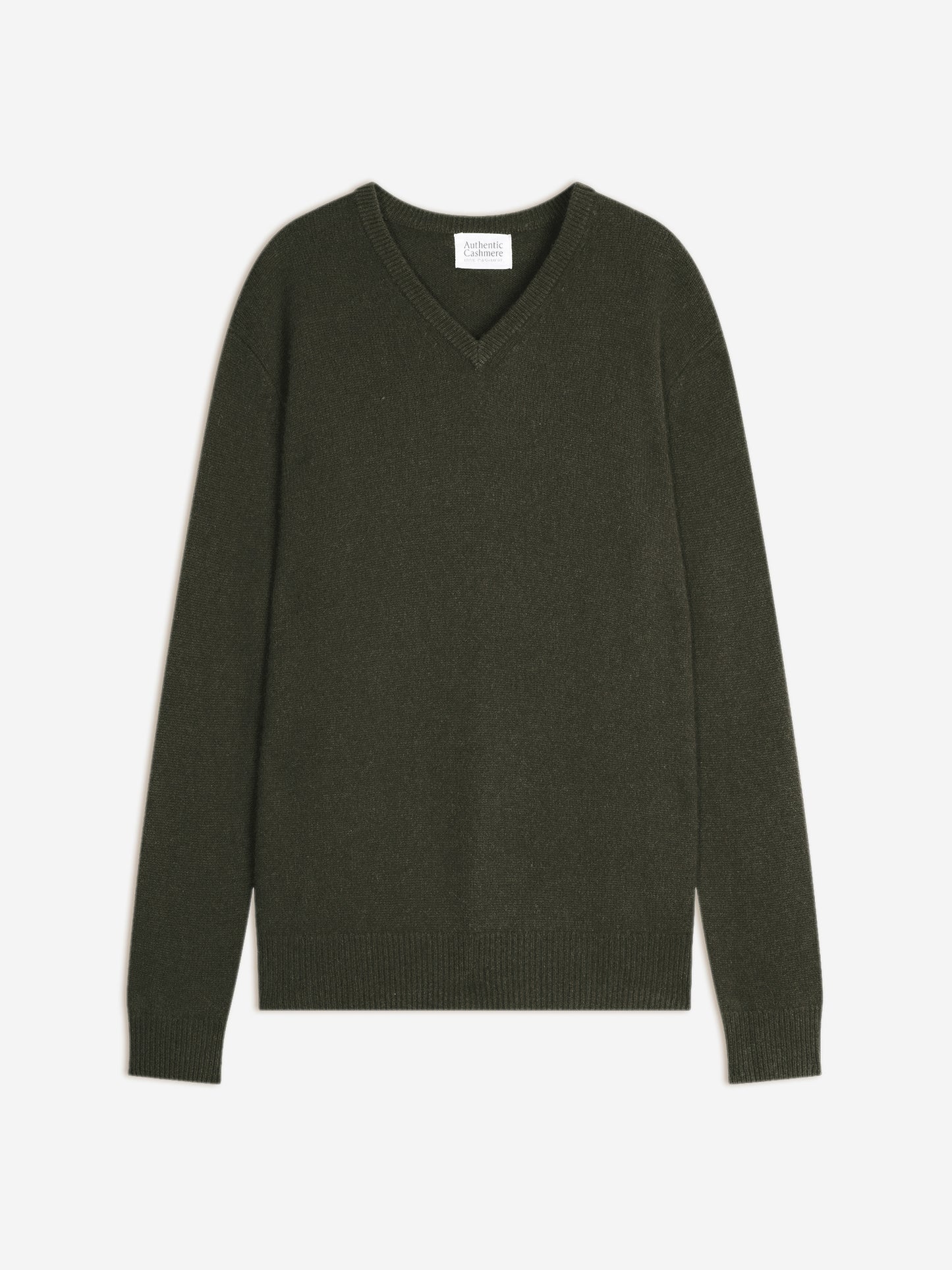 VICTOR pull col v 4 fils kaki 100% cachemire