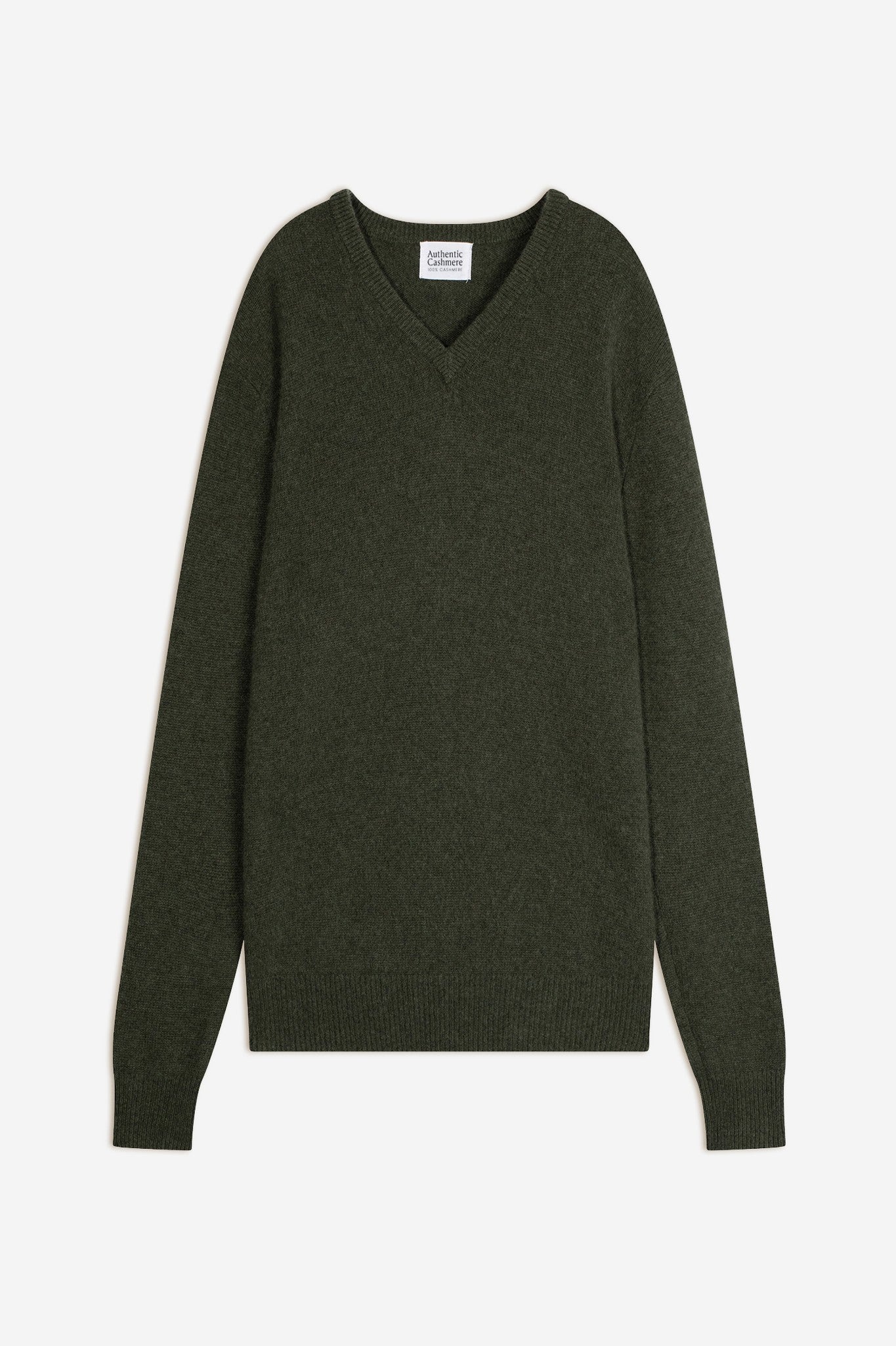 victor pull col v 4 fils kaki chiné 100% cachemire