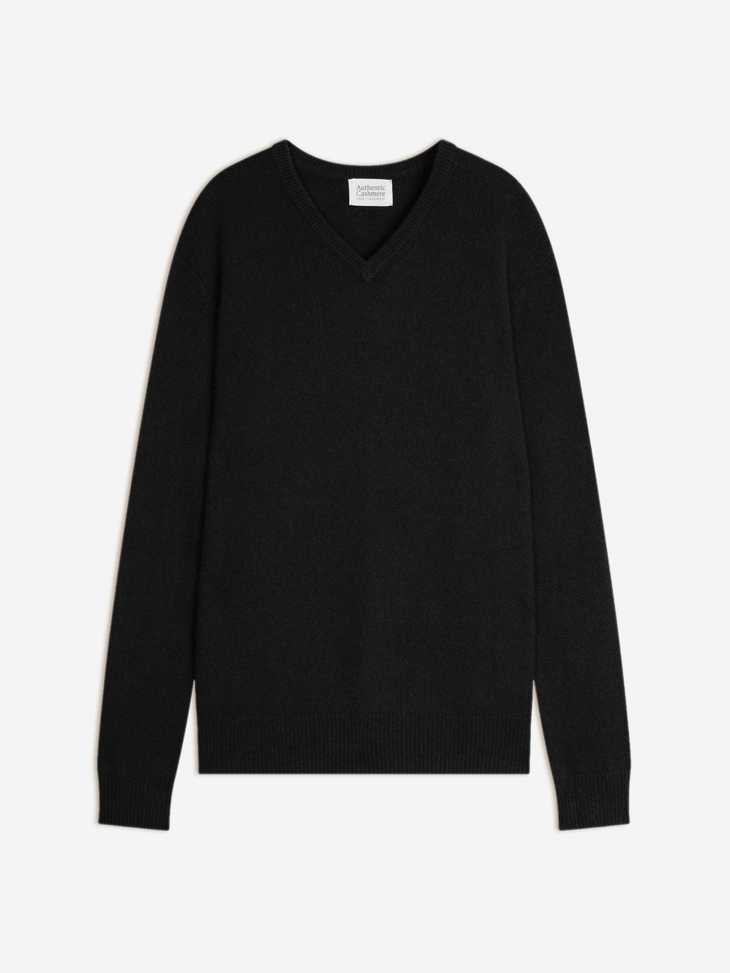 VICTOR black 4-thread v-neck sweater 100% cashmere - Authentic