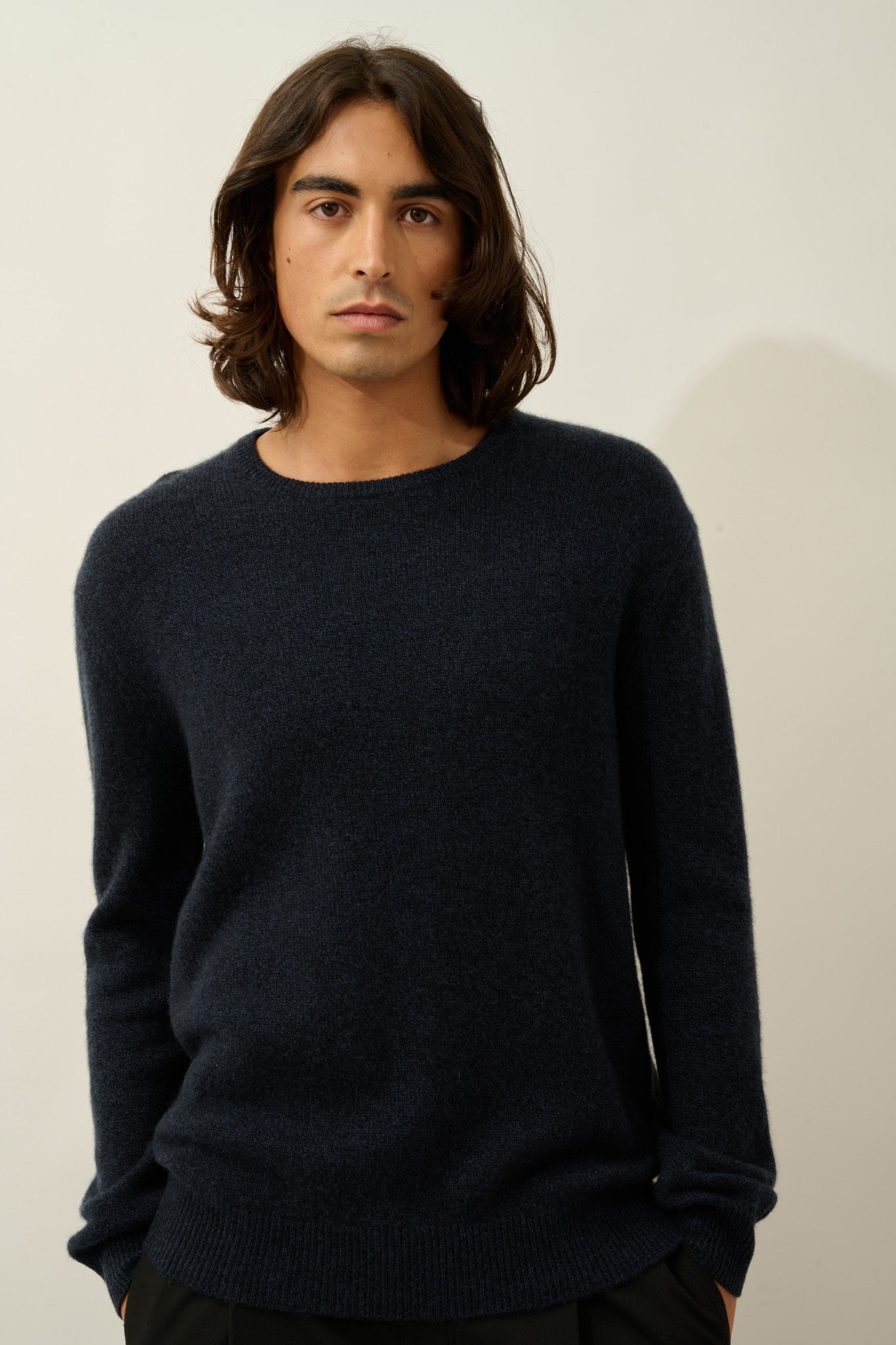 victo pull col rond 4 fils caviar 100% cachemire