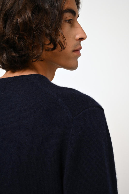 VICTO pull col rond 4 fils navy 100% cachemire