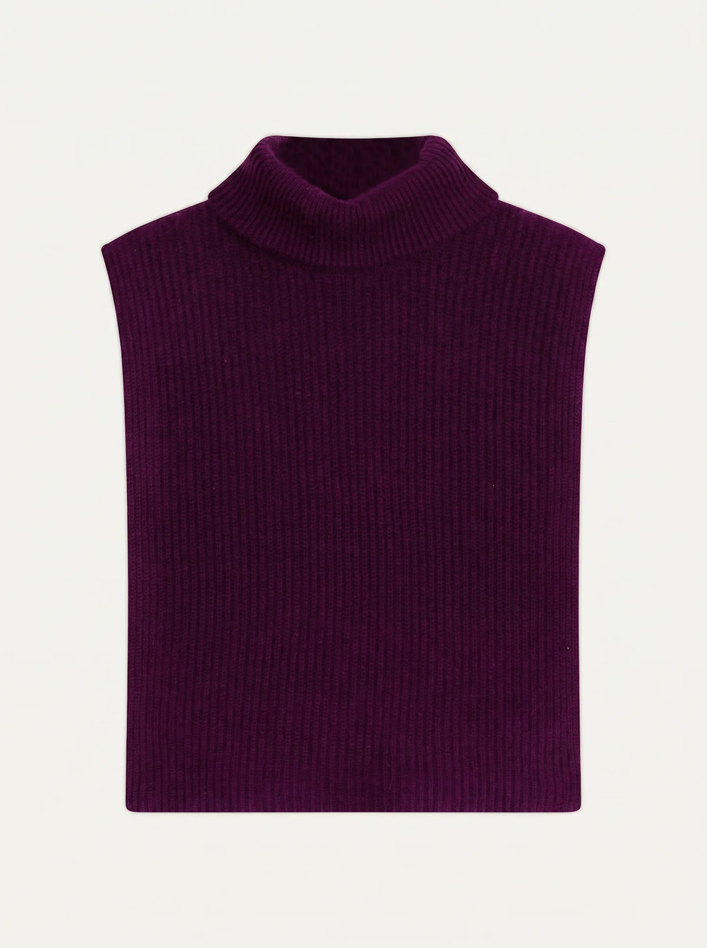 SIV Poncho Ouvert Col Roulé 4 Fils Prune
