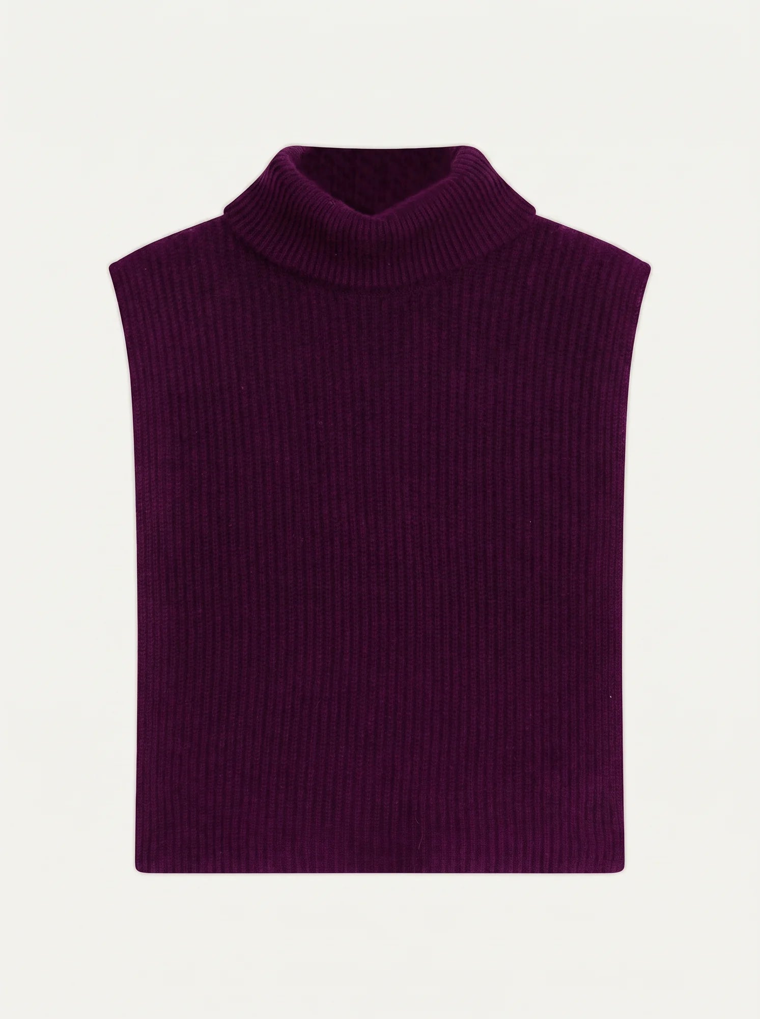 SIV Poncho Ouvert Col Roulé 4 Fils Prune