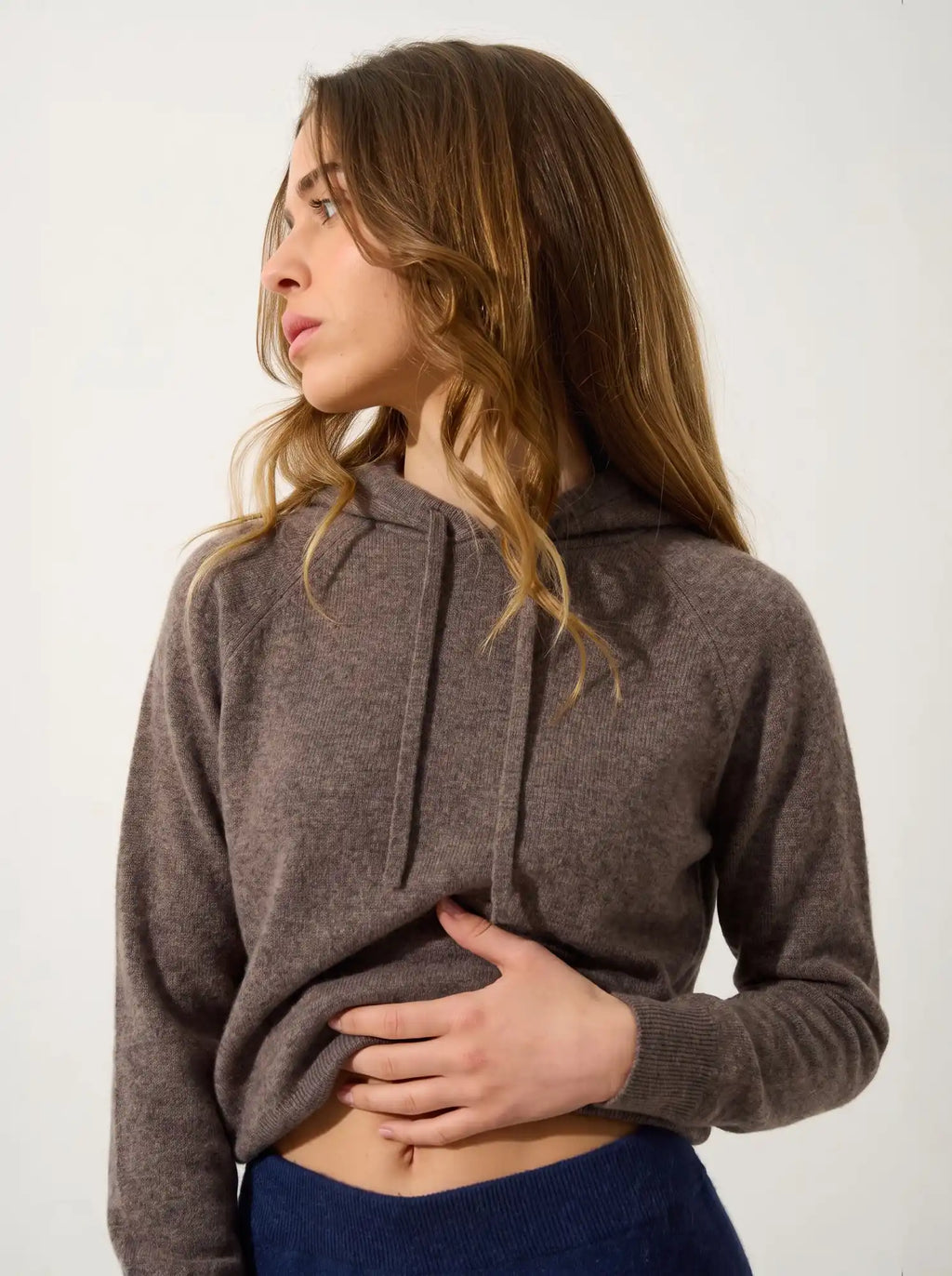 YARLSIDE Pull Capuche Taupe Chiné