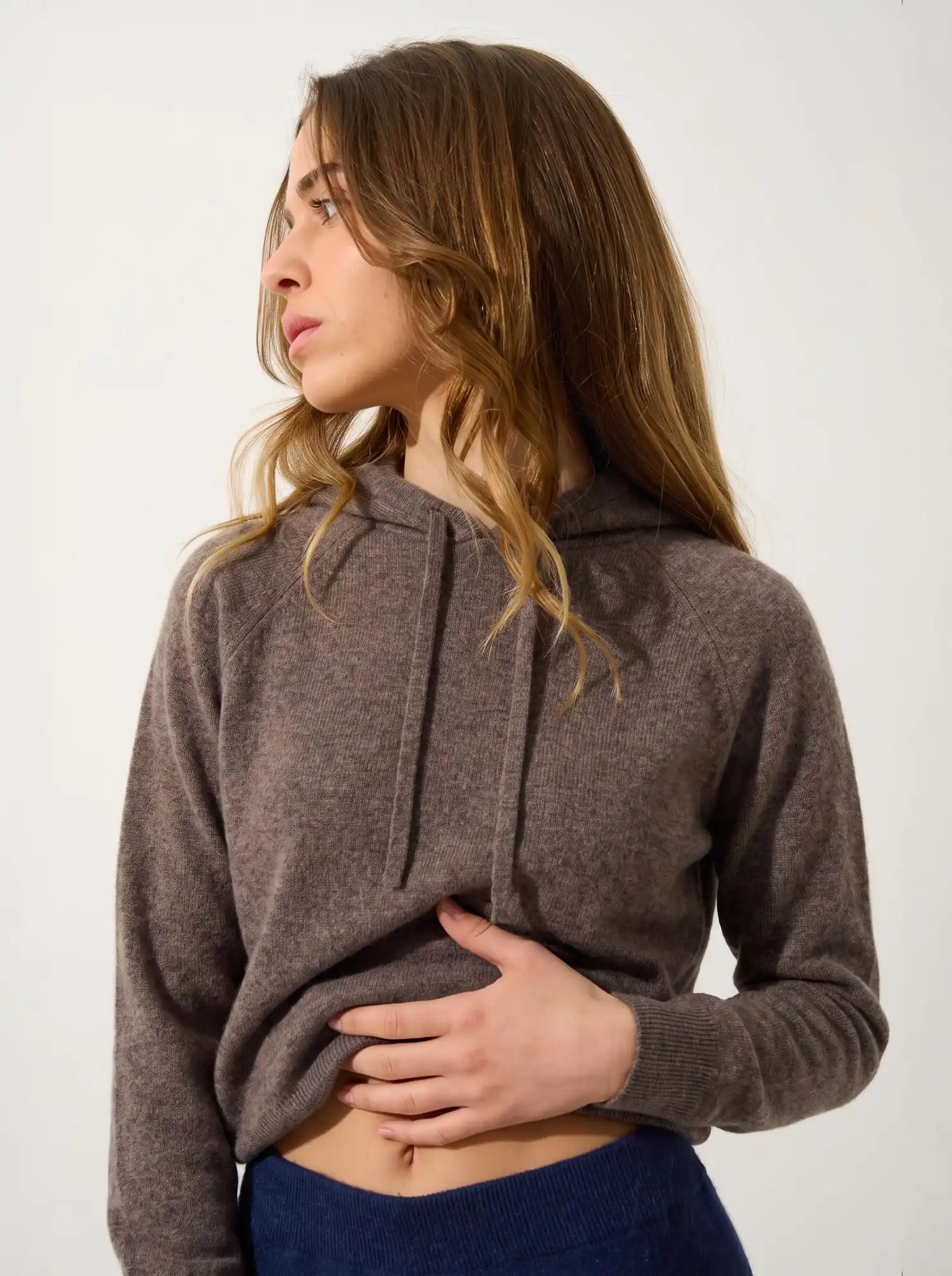YARLSIDE Pull Capuche Taupe Chiné