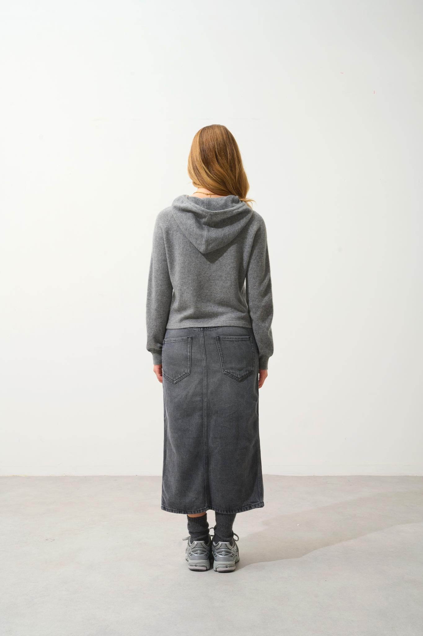 YARLSIDE pull capuche flanelle chiné 100% cachemire