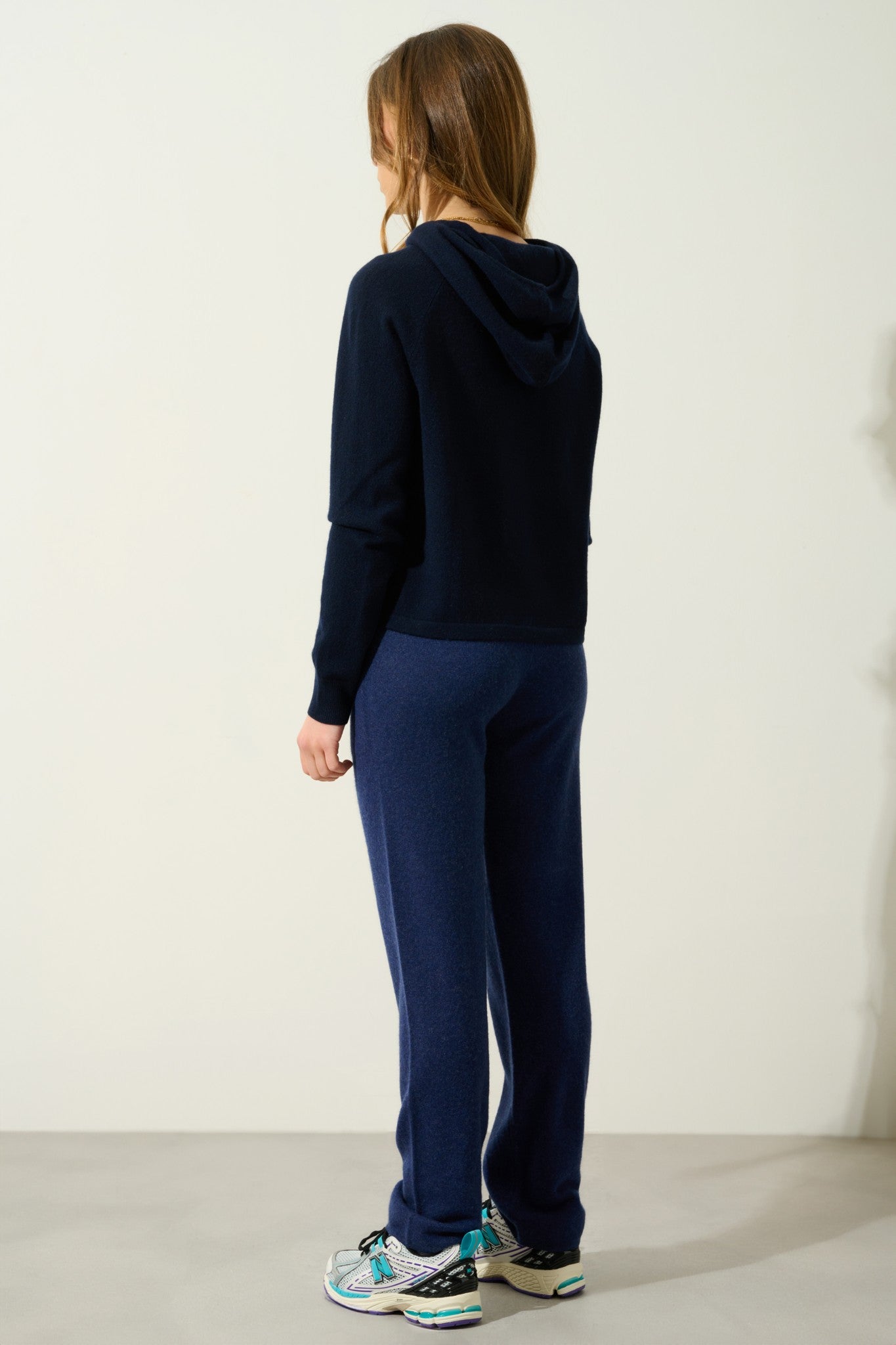 yarlside pull capuche navy 100% cachemire