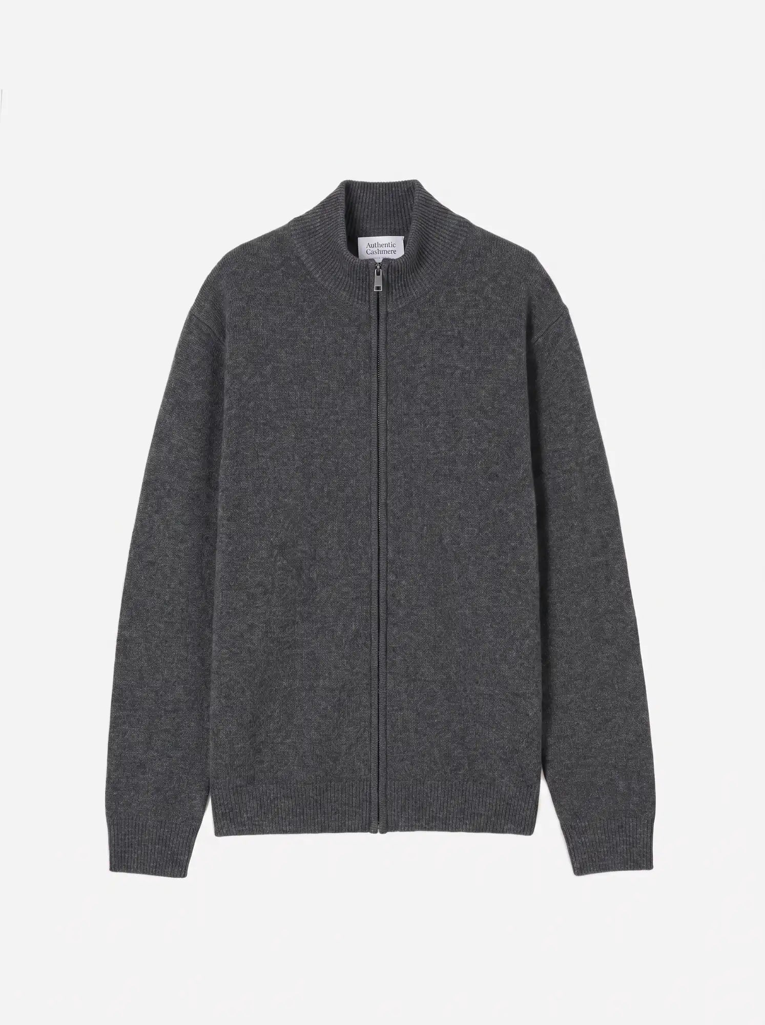 NAT Gilet Zippé Col Camionneur 4 Fils Anthracite Chiné