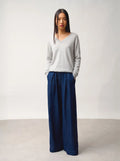 SAVANNAH Pull Col V Gris Perle Chiné