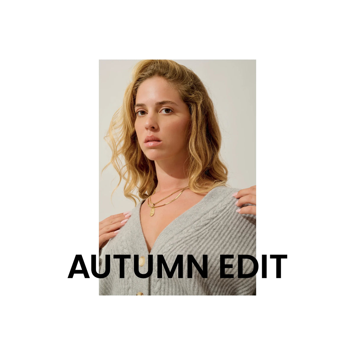 Autumn Edit : femme en cardigan en cachemire gris, Authentic Cashmere