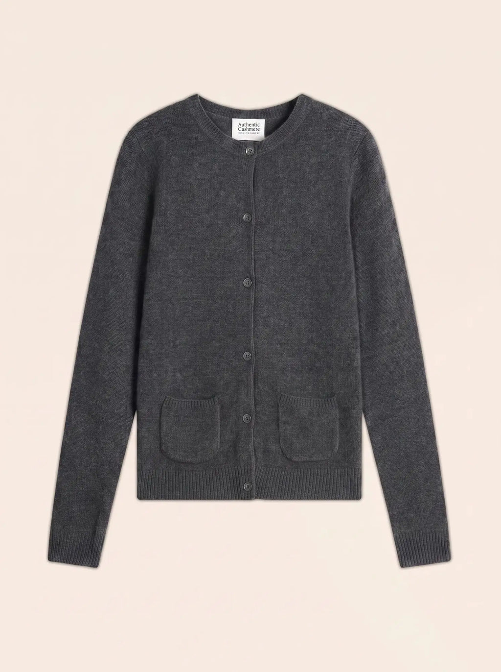 ELISE Cardigan Col Rond 4 Fils Anthracite Chiné