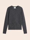 ELISE Cardigan Col Rond 4 Fils Anthracite Chiné
