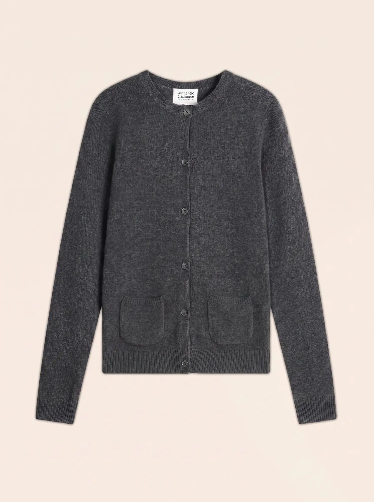 ELISE Cardigan Col Rond 4 Fils Anthracite Chiné