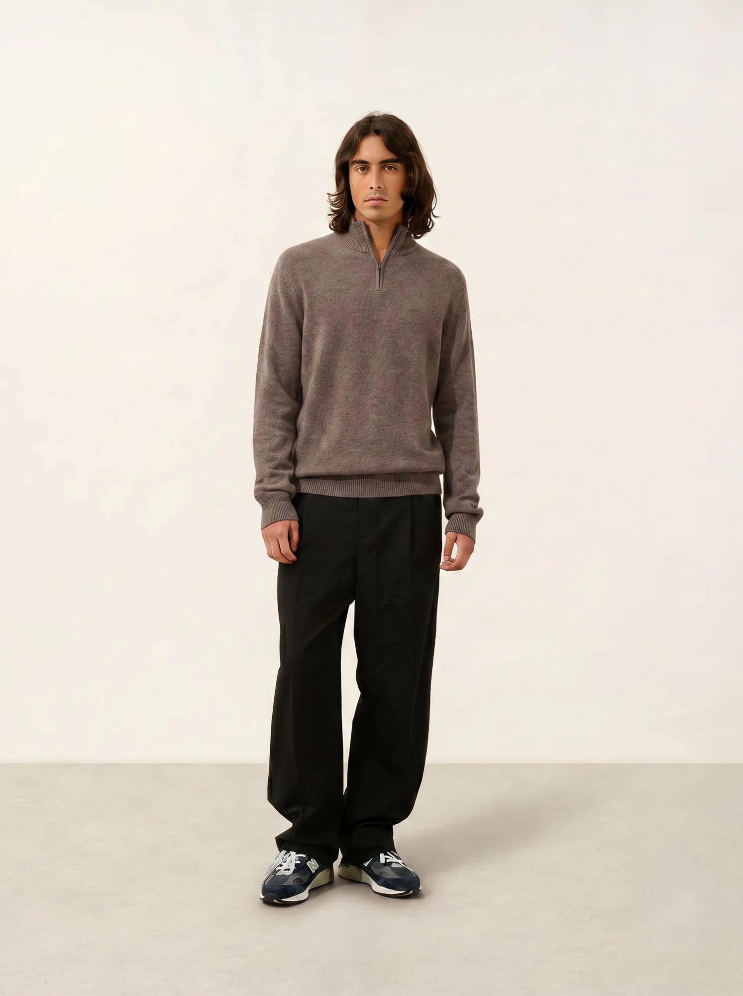 LYNA Pull Camionneur 4 Fils Taupe Chiné