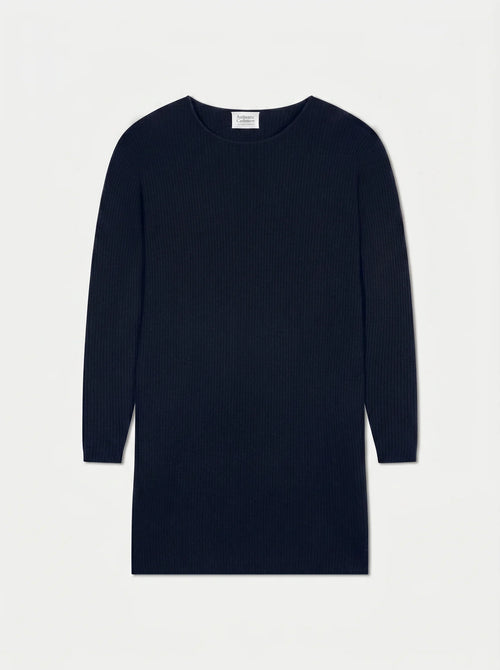 ARES Robe Col Rond Bleu Marine