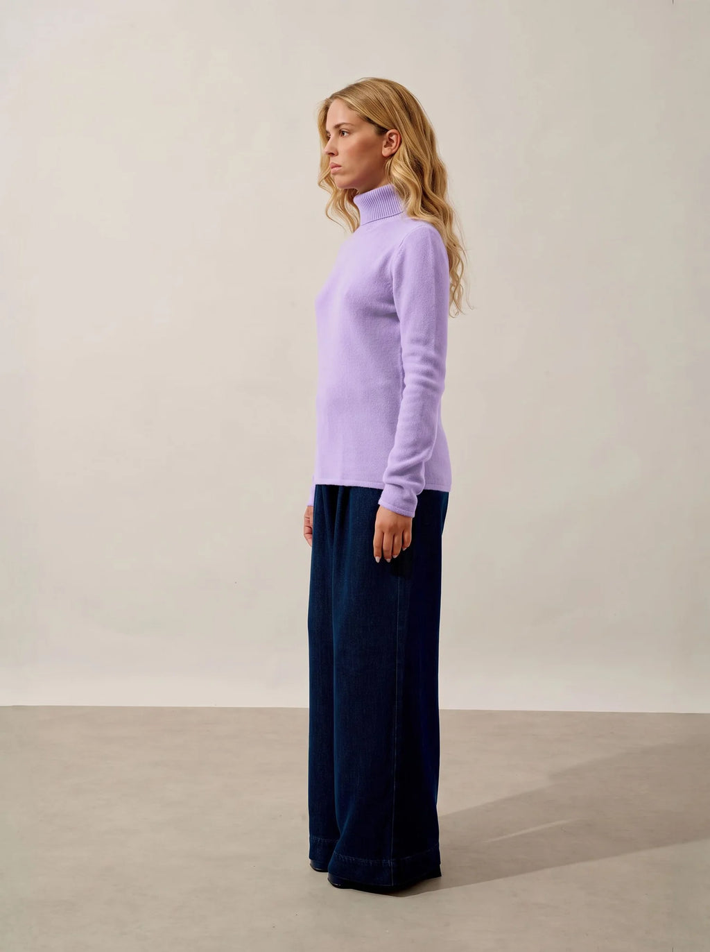 TED Pull Col Roulé 4 Fils Mauve