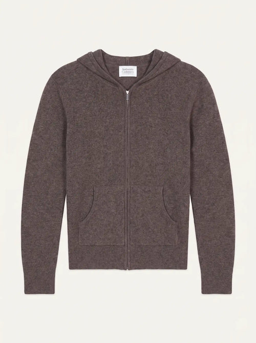 ARVION Gilet Zippé Capuche Taupe Chiné