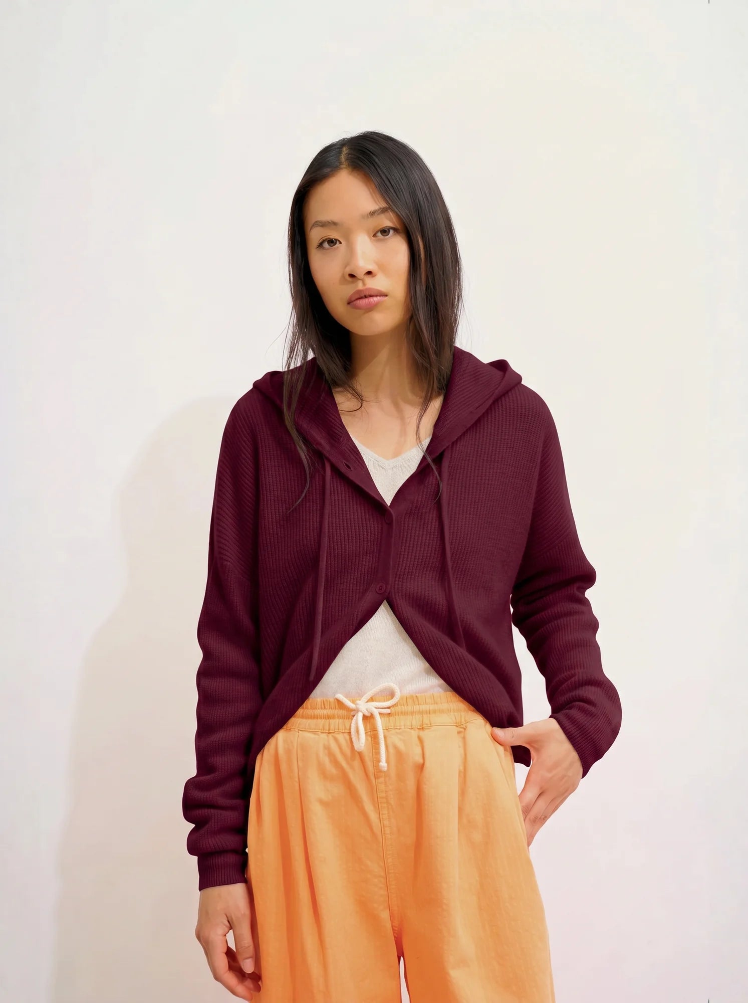 ELARA Cardigan Capuche Bordeaux