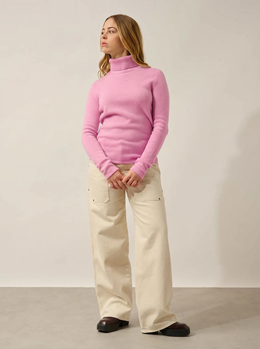 TED Pull Col Roulé 4 Fils Dragée