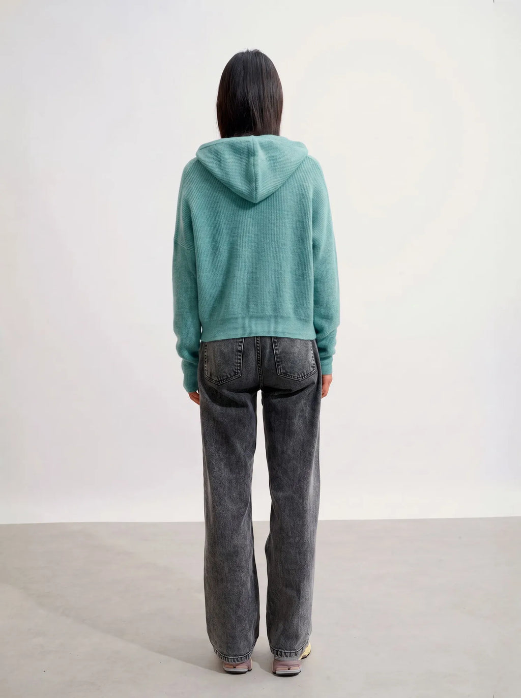 ELARA Cardigan Capuche Vert Chiné