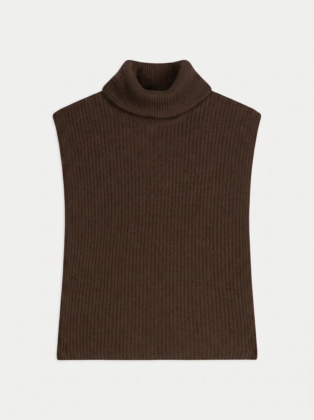 SIV Poncho Ouvert Col Roulé 4 Fils Choco