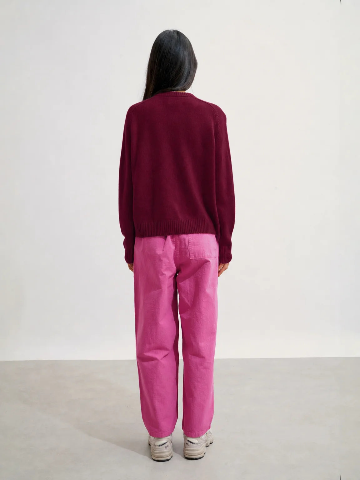 LORENA Pull Col Rond 4 Fils Bordeaux