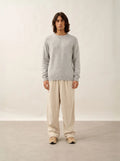 NOLAN Pull Col Rond Gris Perle Chiné