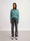 ELARA Cardigan Capuche Vert Chiné