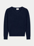 HERMES Pull Col V 4 Fils Bleu Marine