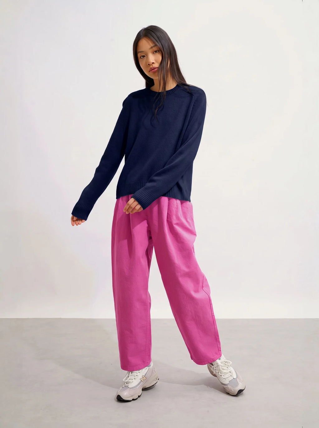 LORENA Pull Col Rond 4 Fils Bleu Marine
