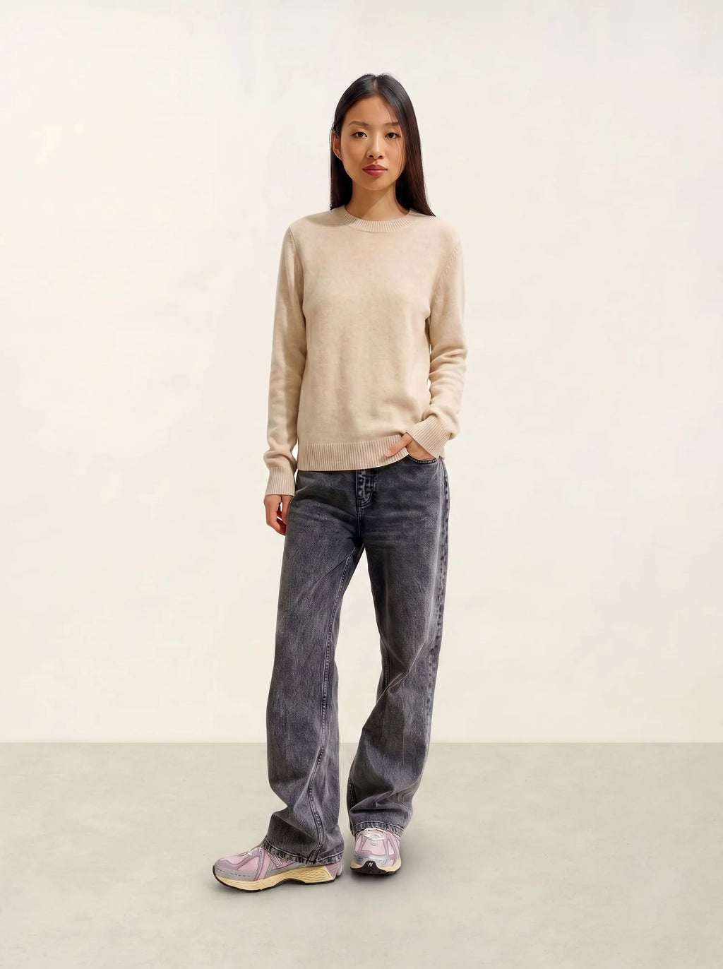 SYLOR Pull Col Rond 4 Fils Avoine
