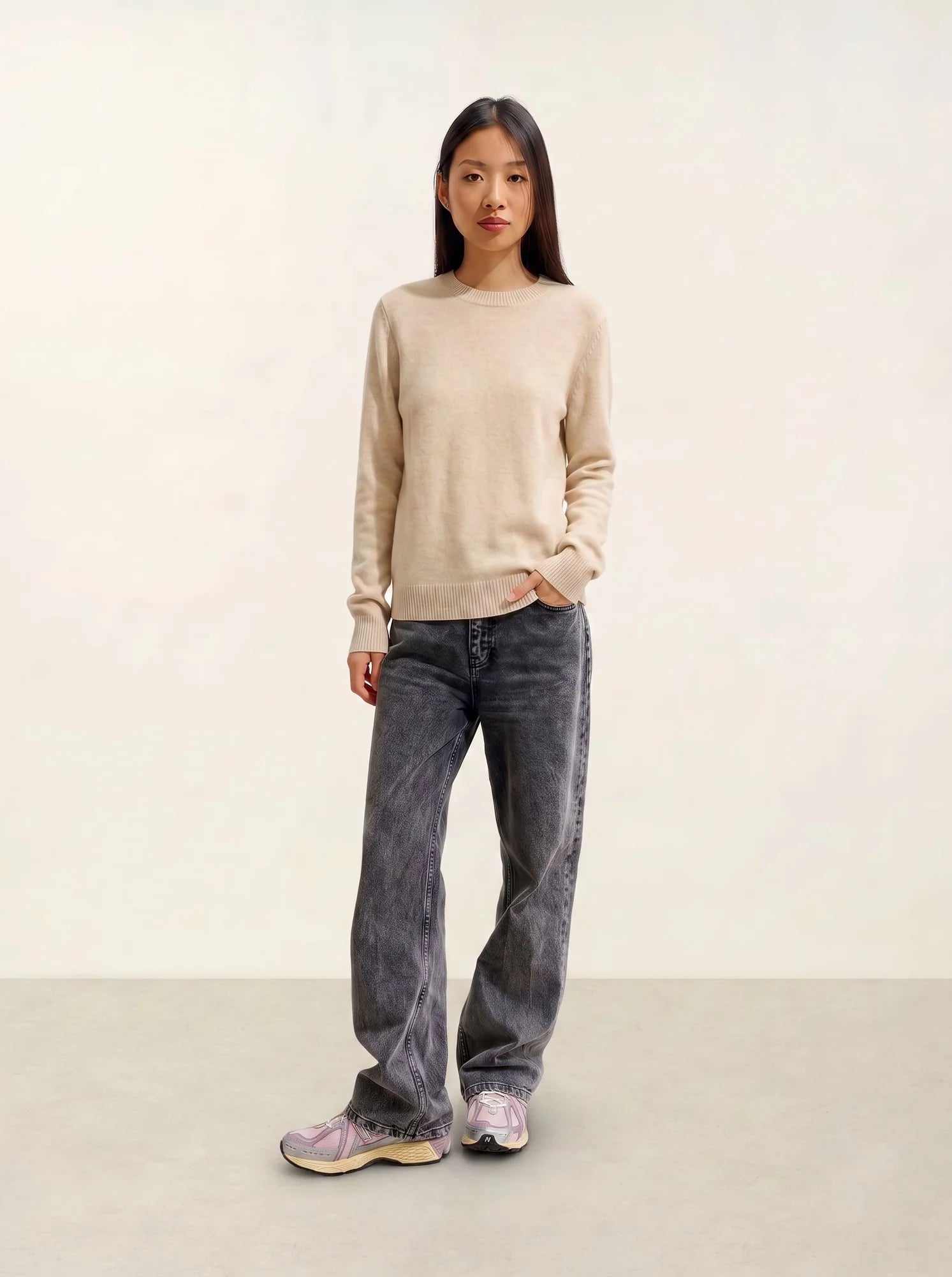SYLOR Pull Col Rond 4 Fils Avoine