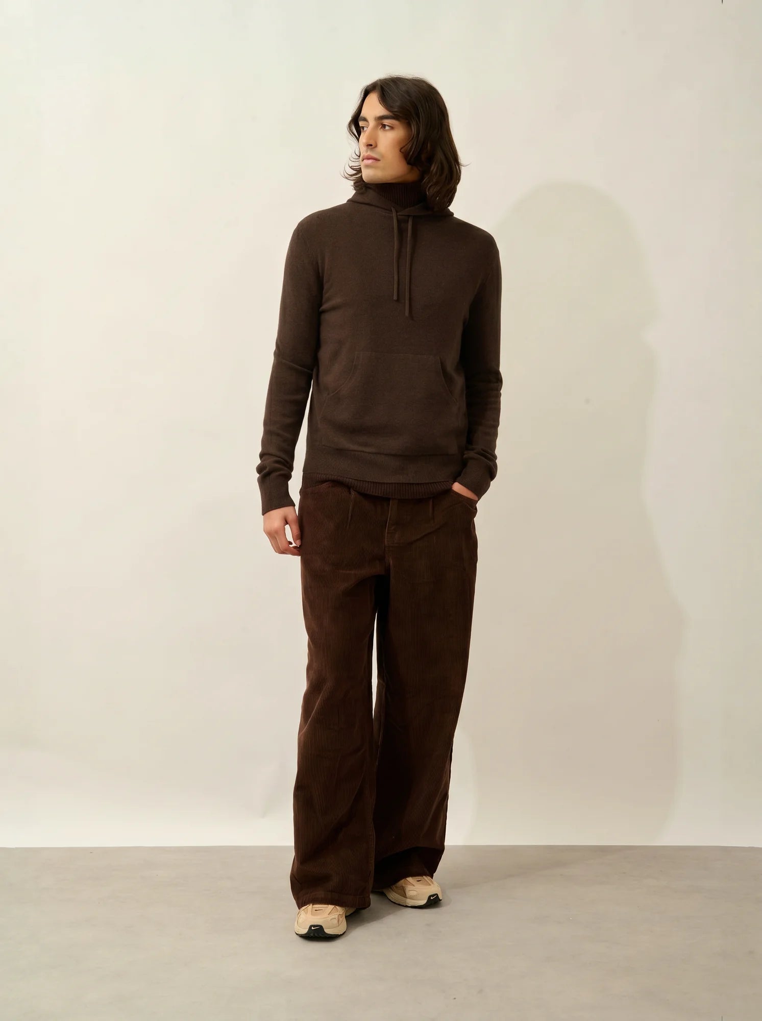 CASPER Pull Capuche Poche Kangourou Choco