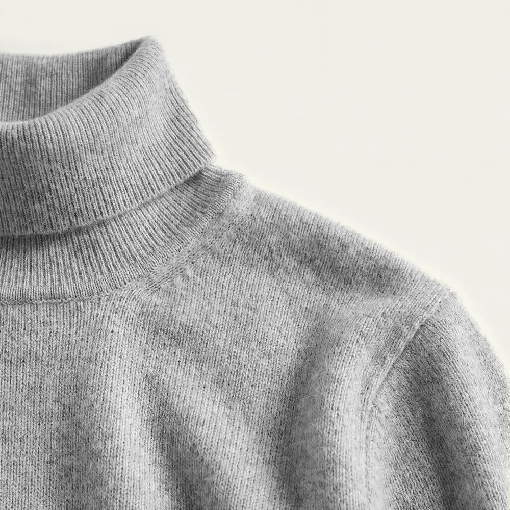 Gros plan de la maille — BANGE Pull Col Roulé Nuage Chiné
