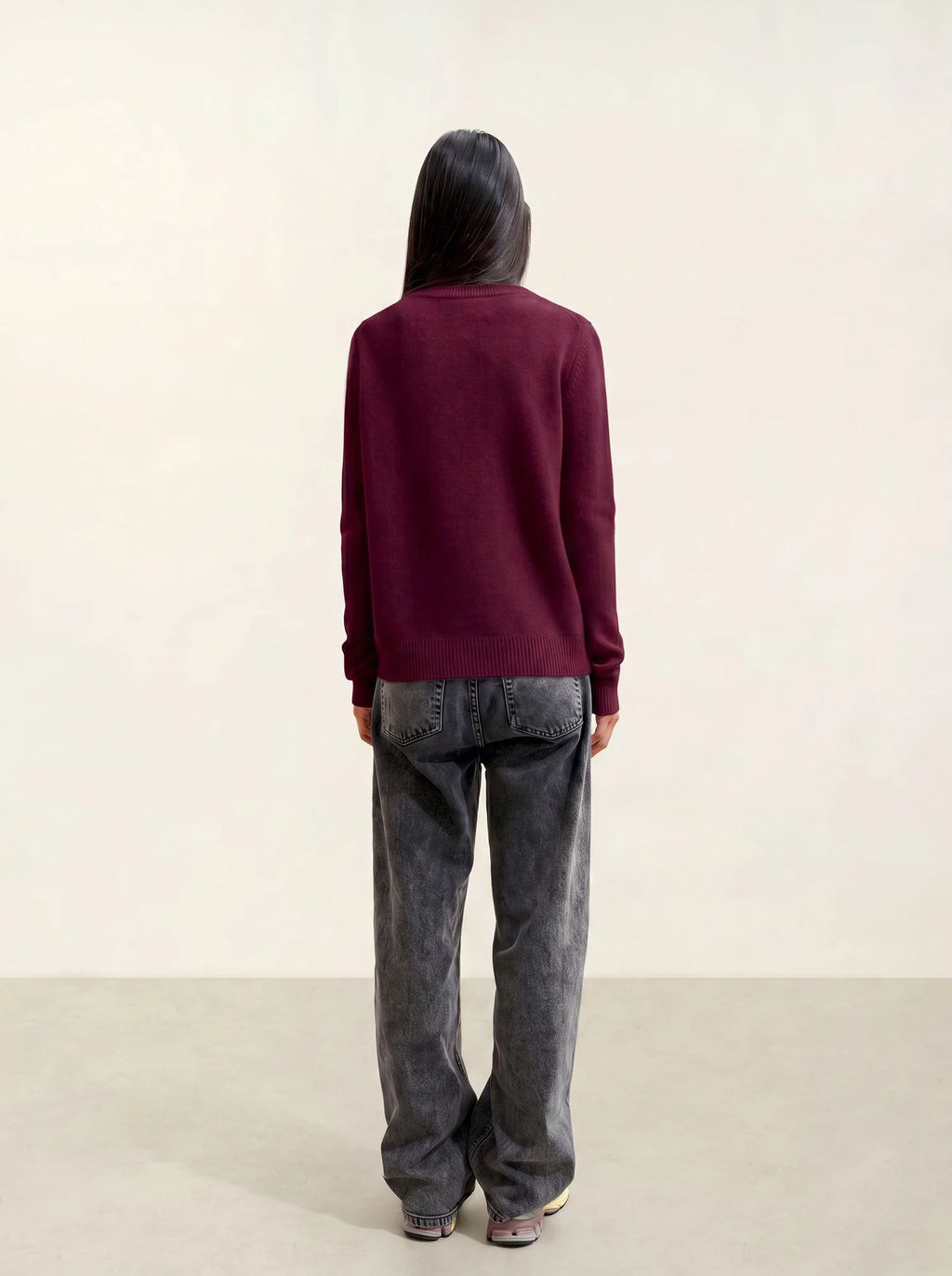 SYLOR Pull Col Rond 4 Fils Bordeaux
