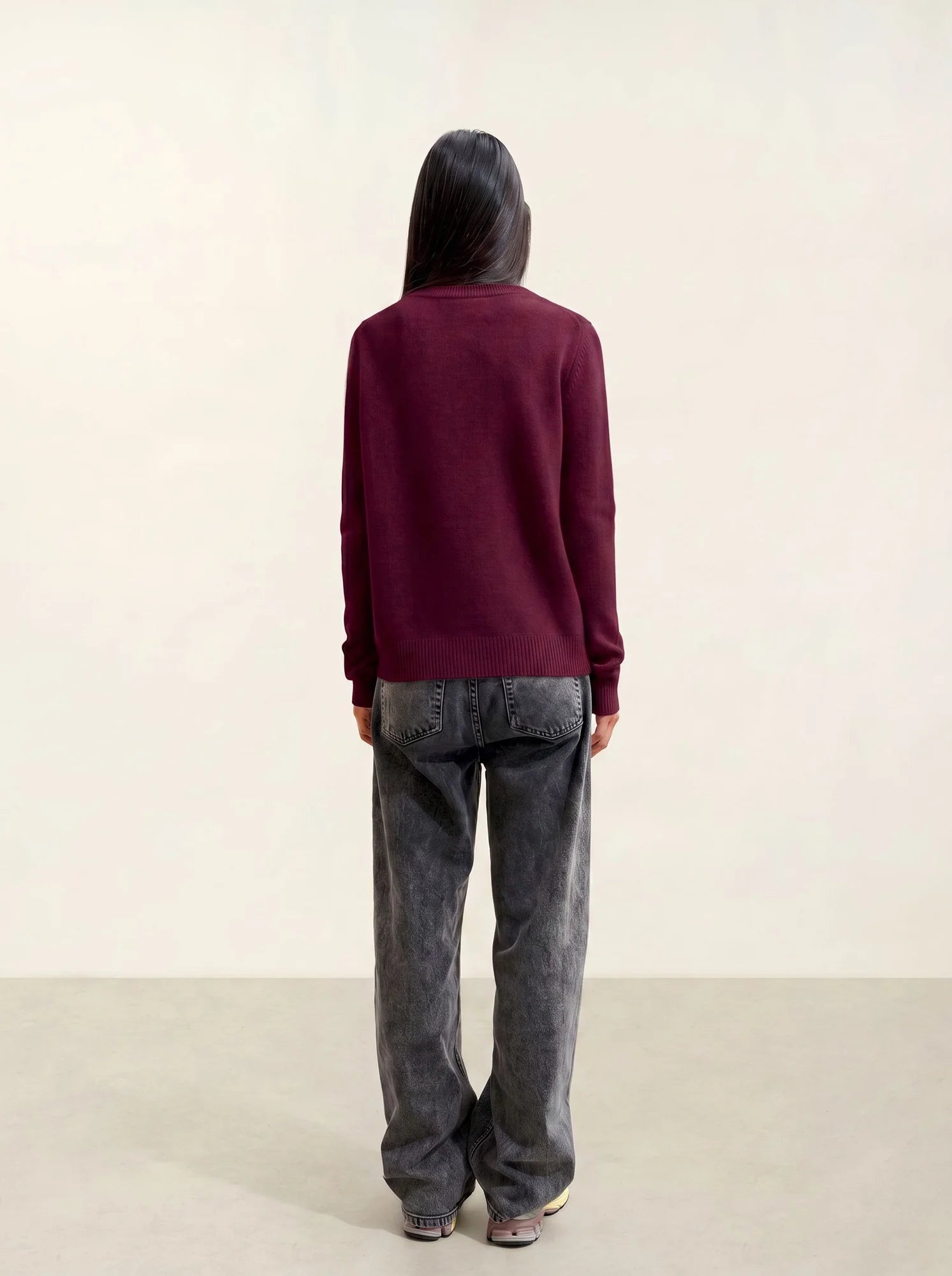 SYLOR Pull Col Rond 4 Fils Bordeaux